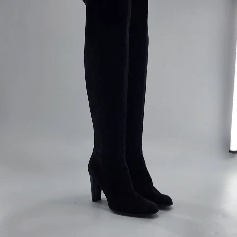 STUART WEITZMAN Black Suede Over the‎ Knee Boots Size 7.5